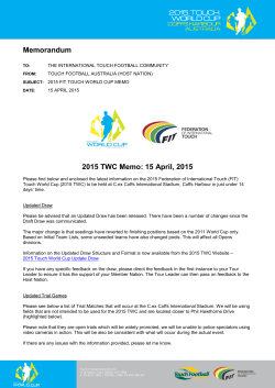 2015 FIT Touch World Cup Event Memo