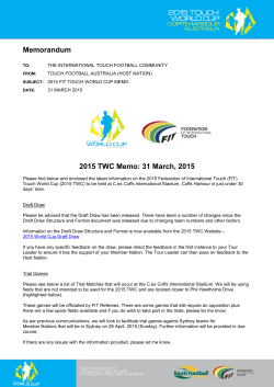 Memorandum 2015 TWC Memo: 31 March, 2015