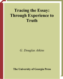Tracing the Essay: Through Experience to Truth