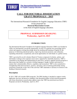 CALL FOR DOCTORAL DISSERTATION GRANT PROPOSALS â 2015