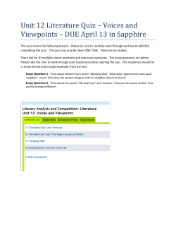 Unit 12 Literature Quiz â Voices and Viewpoints â DUE April 13 in