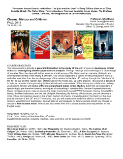 Cinema: History and Criticism FALL 2015