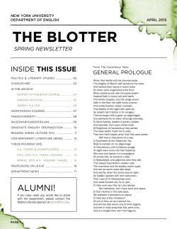 THE BLOTTER - Department of English