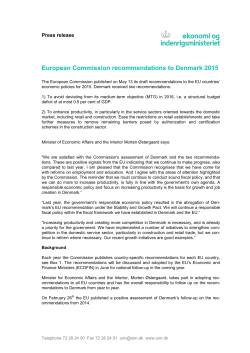 European Commission recommendations to Denmark 2015