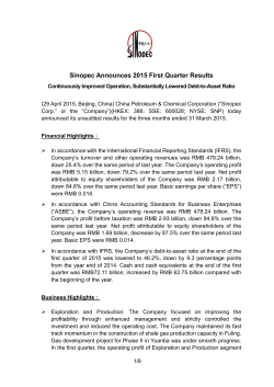 Sinopec announces 2015 Q1 results