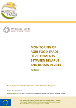 Monitoring of agri-food trade developments between Belarus and