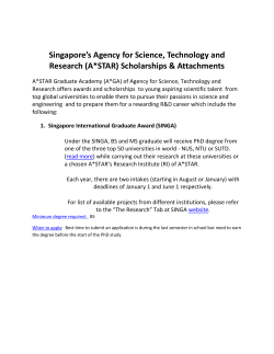 Singapore`s Agency for Science, Technology and Research (A