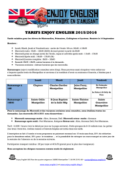 TARIFS ENJOY ENGLISH 2015/2016