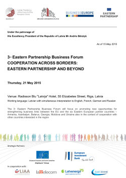 3rd Eastern Partnership Business Forum COOPERATION ACROSS