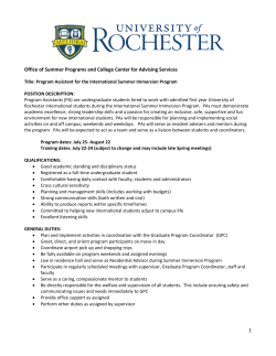 the application - University of Rochester