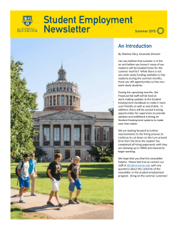 Student Employment Newsletter - Admissions and Financial Aid