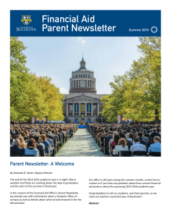 Financial Aid Parent Newsletter Summer 2015