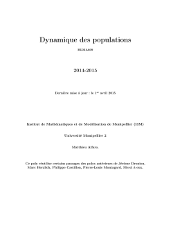 Dynamique des populations - Institut de mathÃ©matiques et de