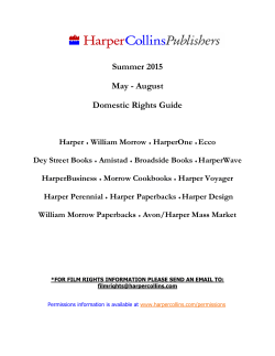 Summer 2015 May - August Domestic Rights Guide