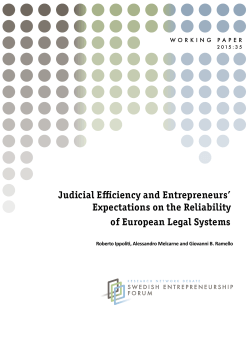 Judicial E ciency and Entrepreneurs` Expectations on the