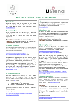 Application procedure for Exchange Students 2015-2016