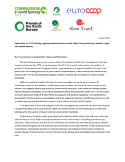 TTIP blocking urgently needed reforms in food safety, farm
