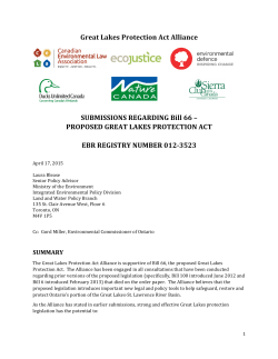 Read the Great Lakes Protection Act Alliance`s comments on Bill 66