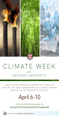 April 6-10 - Harvard University Center for the Environment