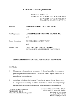 OPENING SUBMISSIONS BY FIRST RESPONDENT Filed on behalf