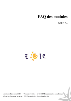 FAQ des modules - Eole