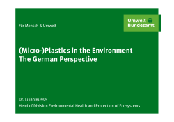 (Micro-)Plastics in the Environment The German Perspective