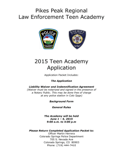 Teen Academy Application - El Paso County Sheriff`s Office