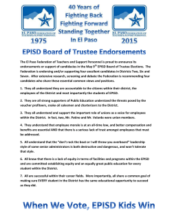 The El Paso Federation of Teachers and Support Personnel is proud