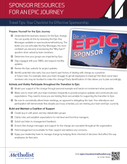 SPONSOR RESOURCES FOR AN EPIC JOURNEY
