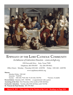 March 29, 2015 - Epiphany of the Lord Catholic Community