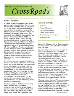 This Month`s CrossRoads - Episcopal Church of the Resurrection
