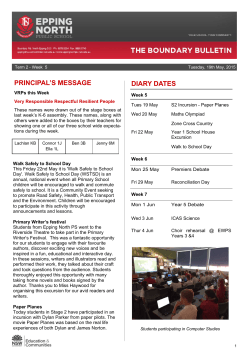 PRINCIPAL`S MESSAGE DIARY DATES