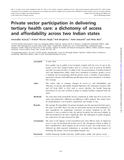 Private sector participation in delivering tertiary health care: a