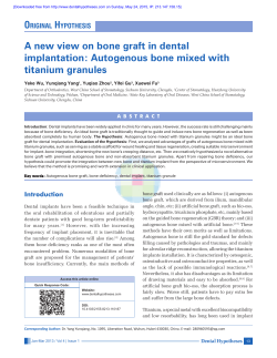A new view on bone graft in dental implantation: Autogenous bone