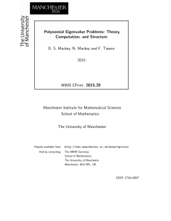 Polynomial Eigenvalue Problems - MIMS EPrints