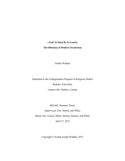 ...God? It Must Be So Lonely: The Dilemma of Modern Secularism