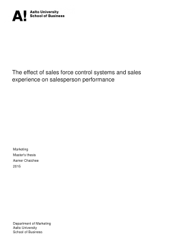 The effect of sales force control systems and sales - Aalto