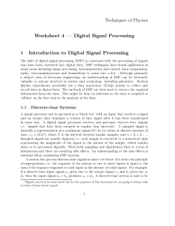 Worksheet 4 Digital Signal Processing 1 Introduction to Digital