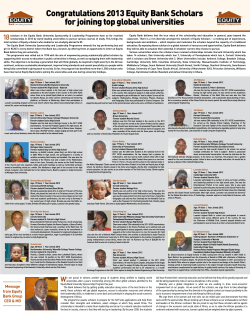 Congratulations 2013 Equity Bank Scholars for joining top global