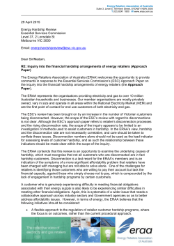 ESC - Inquiry into the Financial Hardship Arrangements of Energy