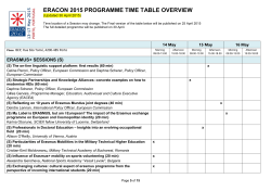 ERACON 2015 PROGRAMME TIME TABLE OVERVIEW