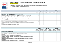 ERACON 2015 PROGRAMME TIME TABLE OVERVIEW