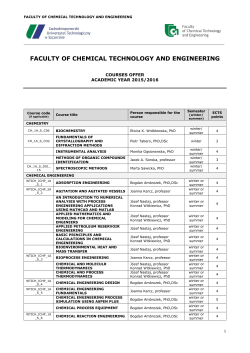 Faculty of Chemical Technology and Engineering 2015/2016