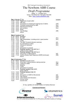 October 2015 Draft Course Programme