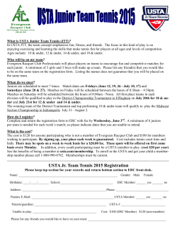 USTA Jr. Team Tennis 2015 Registration