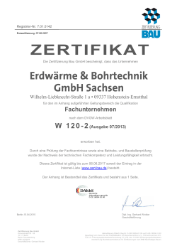 W120-2 Zertifikat - ErdwÃ¤rme und Bohrtechnik GmbH Sachsen