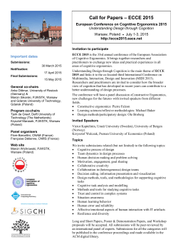 Call for Papers â ECCE 2015 - Cnam