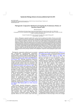 Phylogenetic Comparative Methods for Evaluating the
