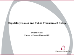 Regulatory Issues and Public Procurement Policy