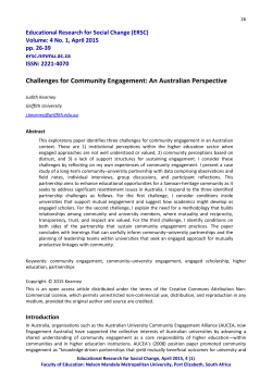 Challenges for Community Engagement: An Australian Perspective